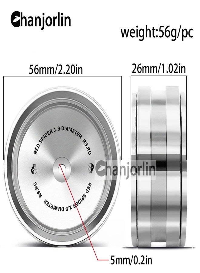 Chanjorlin 1.9 RC Beadlock Wheels Rims 12mm Hex Aluminum Alloy 1/10 Mud Crawler Tires Hubs for 1:10 Rock Crawler Car Axial SCX10 90046 Tamiya CC01 RR10 RC4WD Redcat Gen8 Traxxas TRX4 4PCS (Silvery) - Image 2